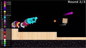 Escape from the Worm - Food Chain - Marble Race in Algodoo