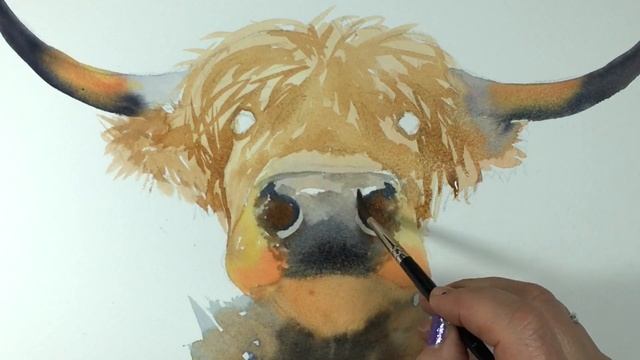 HIGHLAND COW / WATERCOLOR PAINTING / How To Draw and Paint Tutorial / Simple Animal Painting смотреть онлайн