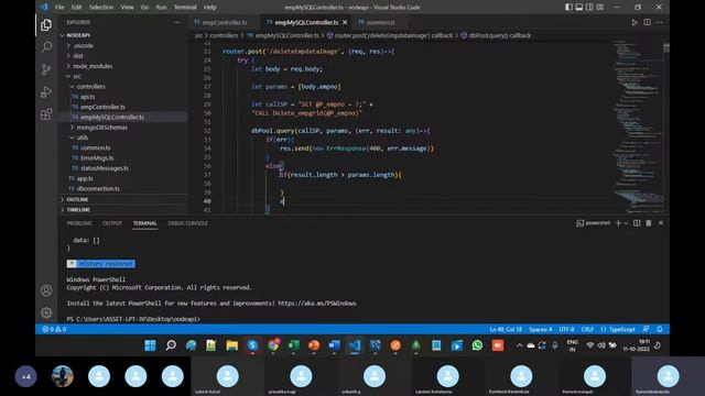 Part 100 Delete employee data from MySQL and image from MongoDB GridFS in Node JS смотреть онлайн
