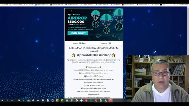 Airdrop заработок без вложений 50USD для 10000 победителей от APTOSMOON смотреть онлайн