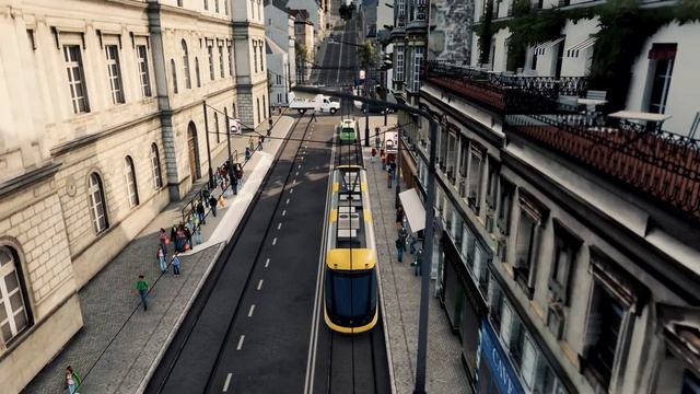 Tram ride through Nydal (Central Line) — Cities: Skylines смотреть онлайн