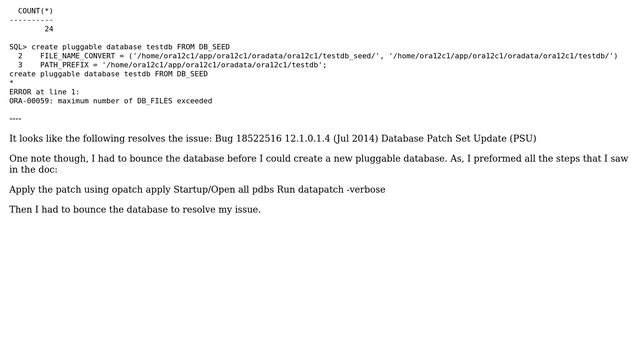 Databases: 'ORA-00059: maximum number of files exceeded' on Oracle 12c смотреть онлайн