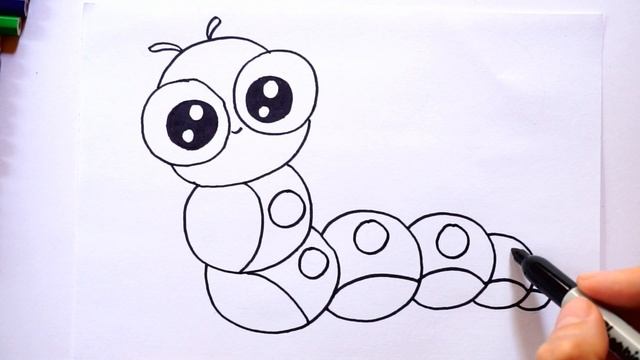 How to draw a caterpillar | drawing for kids | Как нарисовать гусеницу | Простой рисунок для детей смотреть онлайн