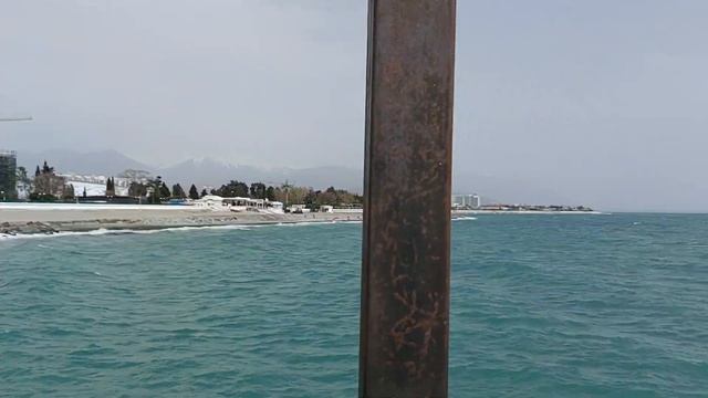 Сириус (Сочи. Адлер). Имеретинская набережная. Вид с пирса. Стадион Фишт. ЖК Мантера. Горы