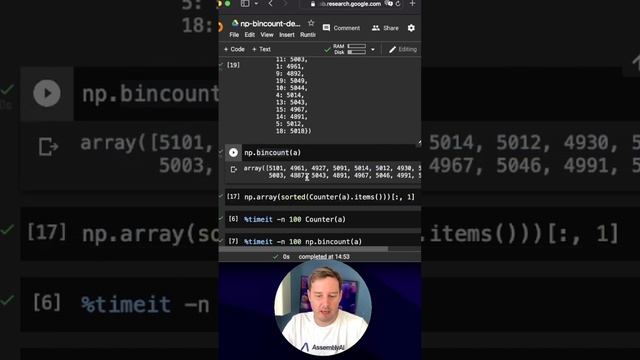 NumPy Trick: Use bincount() to count the items in an array смотреть онлайн