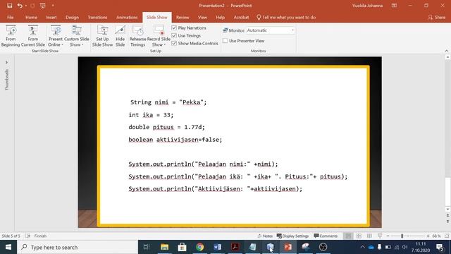 Java: perustietotyypit (string, int, double, char, boolean) смотреть онлайн
