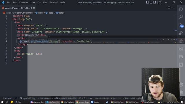 How To Fix 'Uncaught TypeError: Cannot set properties of null' - JavaScript Debugging смотреть онлайн