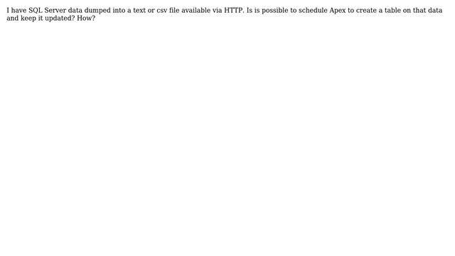 Databases: Is it possible to schedule table update/refresh in Oracle Application Express? смотреть онлайн