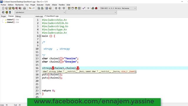 la fonctions strcpy , strncpy (string.h) en langage C смотреть онлайн