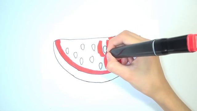 Как нарисовать арбуз / Раскраска для детей арбуз смотреть онлайн