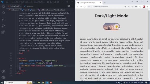 Toggle Between Dark and Light Theme Using HTML CSS & JavaScript смотреть онлайн