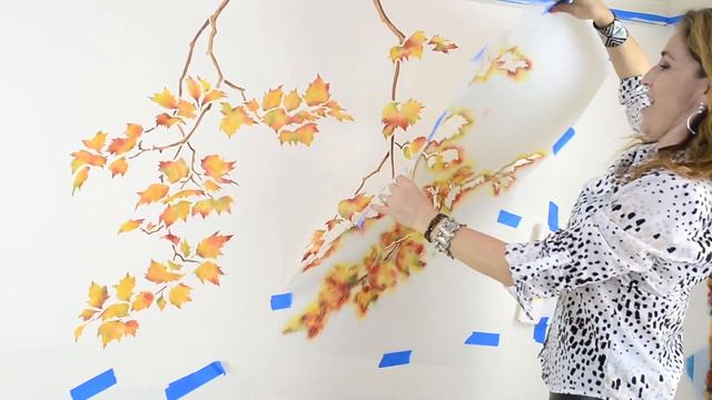 Stenciled Tree Branches And Leaves Using Cutting Edge Stencils Sycamore Branches Wall Stencil! смотреть онлайн