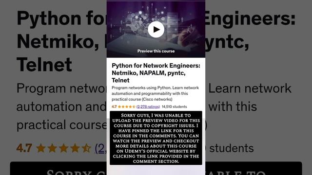 Python for Network Engineers: Netmiko, NAPALM, pyntc, Telnet смотреть онлайн
