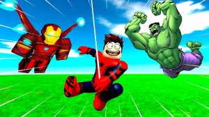 ХАЛК ЖЕЛЕЗНЫЙ ЧЕЛОВЕК И ЧЕЛОВЕК ПАУК МАКСИМАЛЬНОГО УРОВНЯ В СИМУЛЯТОРЕ ГЕРОЯ РОБЛОКС !