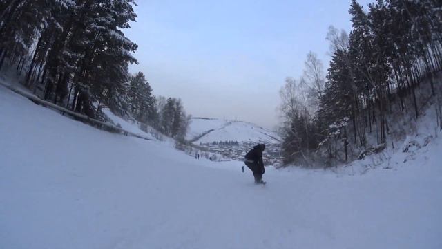 Сноуборд Новичок и спуск на 5 Склоне