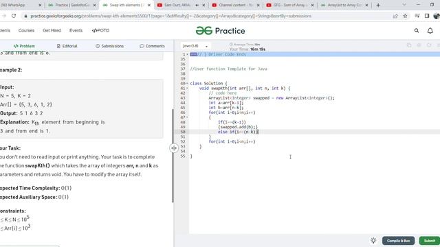 GFG - Swap kth elements using java смотреть онлайн
