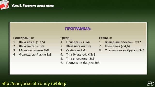 Типы программ: Развитие Жима Лежа Часть 1.flv смотреть онлайн