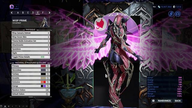 Warframe | Fashion Frame | Wisp Prime : Dark Sorceress смотреть онлайн