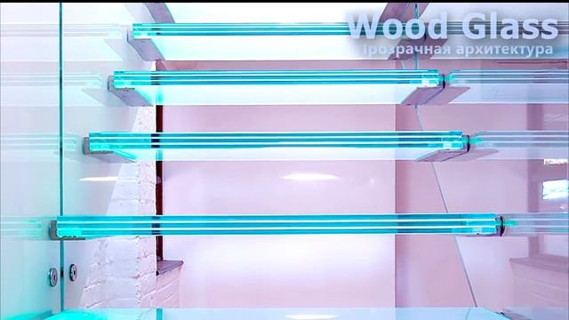 Стеклянные лестницы WOOD GLASS со стеклянным ограждением смотреть онлайн