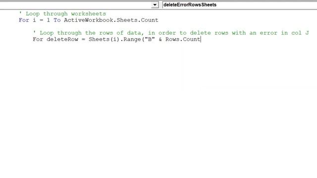 Deleting rows based on error values across sheets смотреть онлайн