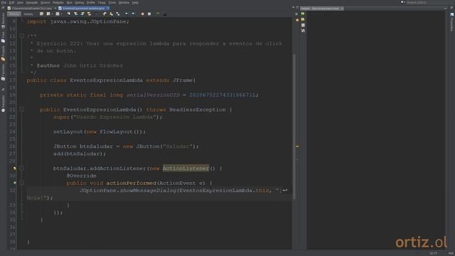 Java - Ejercicio 222: Usar una Expresión Lambda para Responder a Eventos Click de JButton смотреть онлайн