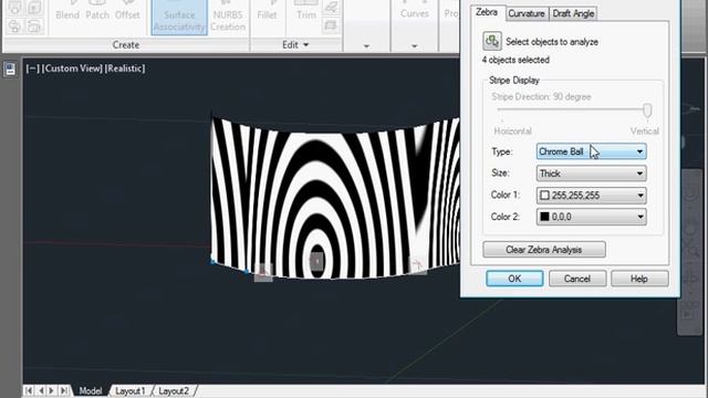 AutoCAD 2012 Video Tutorial - 3D Design & Modeling - Surface Design, Zebra Stripes смотреть онлайн