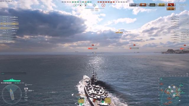 WoWs REPUBLIQUE Great Gameplay/ Battleship with FASTEST Reload Time / World Of Warships смотреть онлайн