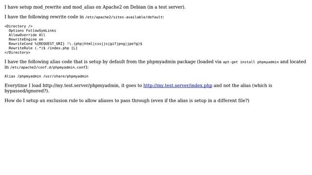 DevOps & SysAdmins: apache2 - how to exclude alias from rewrite rules? (2 Solutions!!) смотреть онлайн