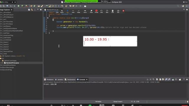JAVA , Use Object, Random object, prints a random price between $10.00 and $19.95. смотреть онлайн