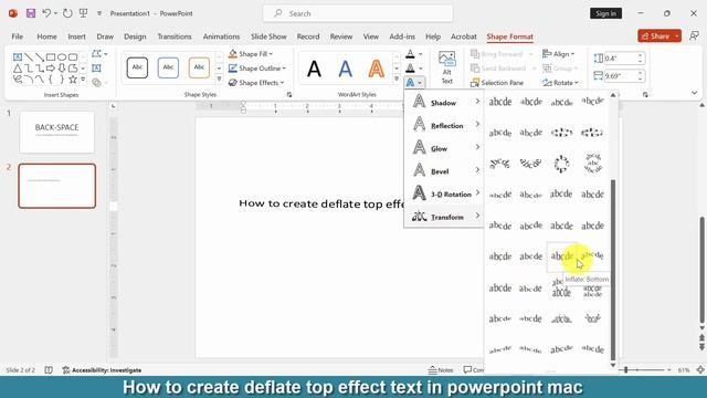 How To Create Deflate Top Effect Text In PowerPoint Mac