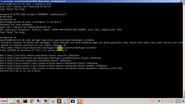 Installing PostgreSQL database with PostGIS in Linux(Ubuntu) смотреть онлайн