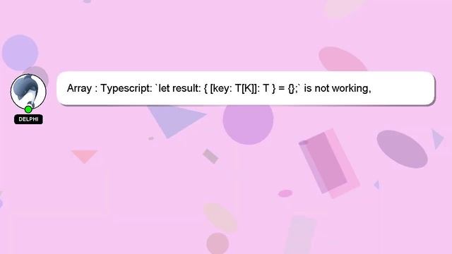 Array : Typescript: `let result: { [key: T[K]]: T } = {};` is not working, how can I type my object смотреть онлайн