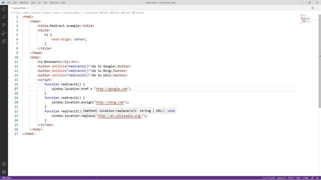 How to redirect to a page in JavaScript смотреть онлайн