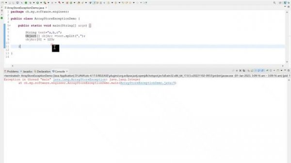 Java Tutorial on java.lang.ArrayStoreException || Java Error Fixes || Exception Fix
