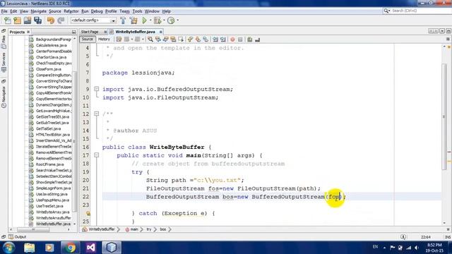 Write byte to file using BufferedOutputStream in Java Netbeans смотреть онлайн