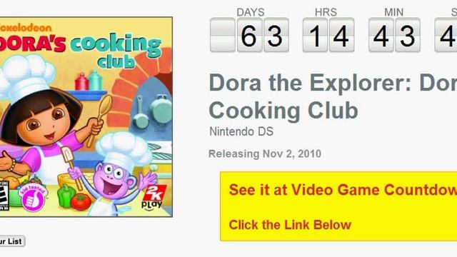 Dora the Explorer: Dora's Cooking Club DS Countdown смотреть онлайн