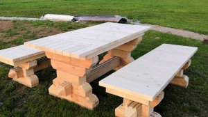 Скамейка и стол из обрезков бруса как сделать самому идея