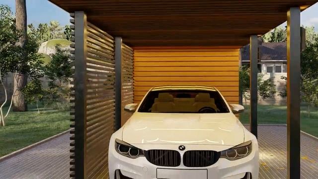 Навіс для авто з господарським блоком