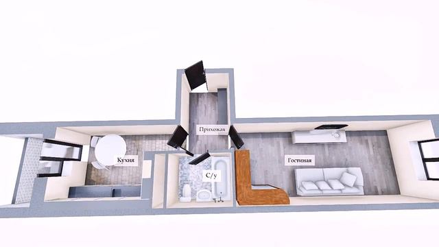 Однокомнатная квартира | S=41,21 м.кв. смотреть онлайн