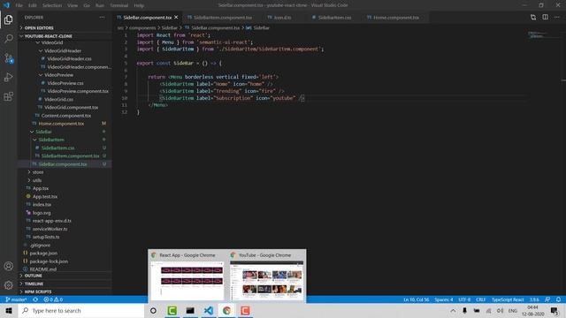 Youtube Clone in React (TypeScript) From Scratch - Creating Youtube Side Bar - Part 5 смотреть онлайн