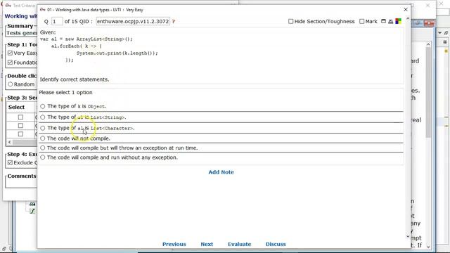 Using Local Variable Type Inference on an ArrayList.(enthuware.ocpjp.v11.2.3072) смотреть онлайн