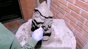 Гном-лесовичок своими руками, поделки из цемента.crafts made of cement.gnomo de cemento