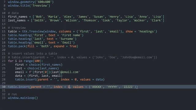 creating tables in tkinter with the treeview widget смотреть онлайн
