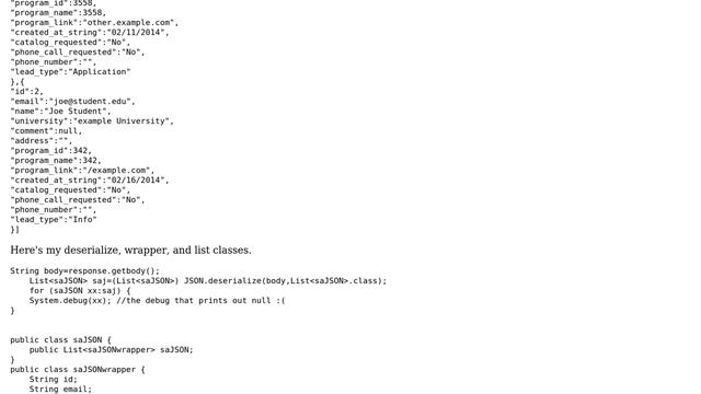 Salesforce: deserializing JSON returns a null object смотреть онлайн
