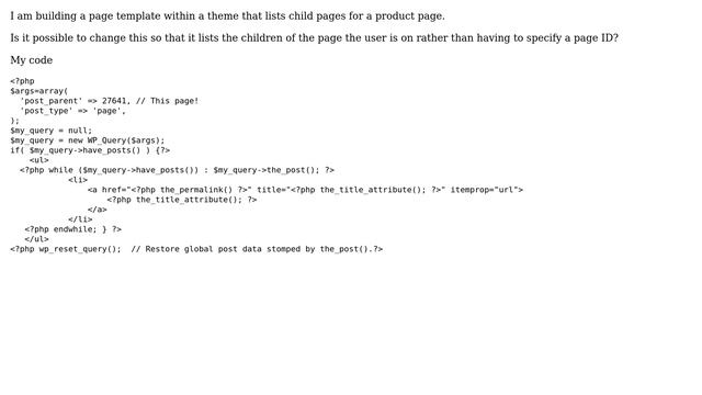 Wordpress: List child pages within page template смотреть онлайн
