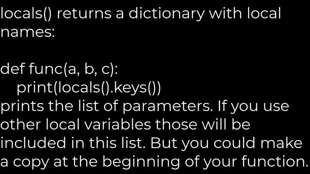 Python :Getting list of parameter names inside python function [duplicate](5solution) смотреть онлайн