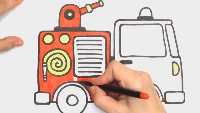 Раскраска для детей - Пожарная машина - Крошка Антошка смотреть онлайн