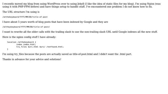 DevOps & SysAdmins: Removing trailing slashes from certain URL's in nginx (2 Solutions!!) смотреть онлайн