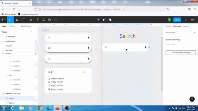 Google Search box input field interaction in figma. смотреть онлайн