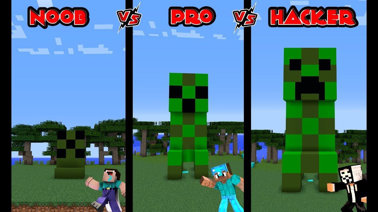 Minecraft Battle: NOOB Vs PRO Vs HACKER: BUILD CREEPER CHALLENGE In Minecraft (0+)